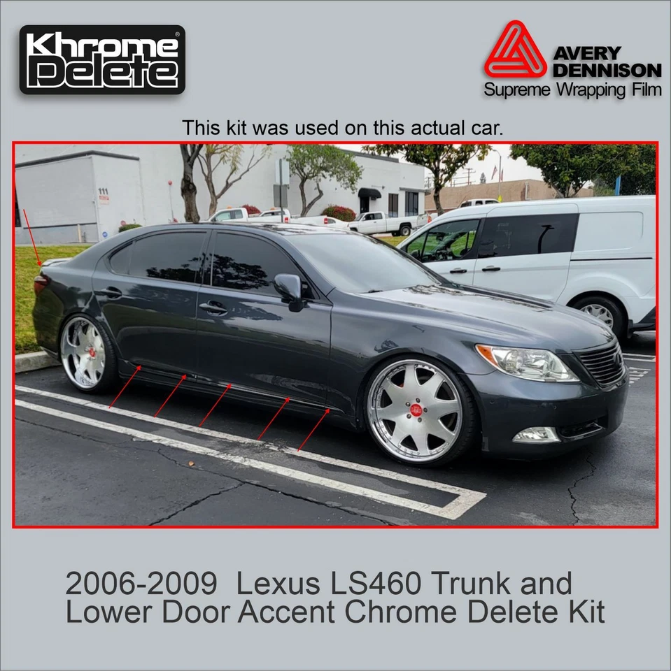 Lexus LS460 2006-2009 maletero y puerta inferior cromo eliminación superposición (negro brillante) Foto 1 de 4