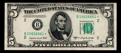 1950 C $5 Federal Reserve Note  STAR Almost Uncirculated {C203} - Image 1 of 2