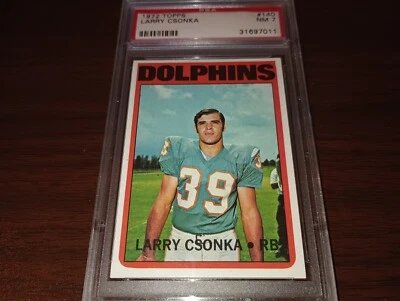 1972 TOPPS Football #140 Larry Csonka PSA 7 Near Mint Miami Dolphins HOF - Image 1 of 2