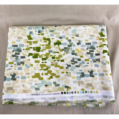 Waverly Inspirations Cotton Duck Squares Spa Pattern Fabric Yardage 3.25 Yards - Image 1 of 3