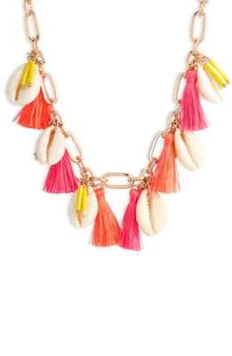 Colar BP borla e concha colarinho em ouro-multi neon novo com etiquetas - Imagem 1 de 4