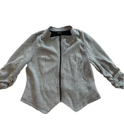 Torrid Moto Jacket Size 2X Black White Checker 3/4 Ruched Sleeves Urban Chic - Image 1 of 4