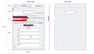 Wertehalter Klebebeutel mit Zahlencode/Barcode, VOID-Band und Griff - Bild 1 von 2