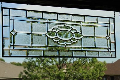Stained Glass Panel,Transom,Sidelight39 1/4"x 13 3/8 M-T-O Clear Beveled - Image 1 of 4