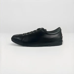 $900 Jimmy Choo Cash Black Leather Sneakers size US 12, Made in Italy - Picture 1 of 5
