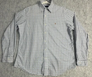 Ralph Lauren Mens XL Button Down Long Sleeve Shirt Blue Check with Brown Pony - Picture 1 of 6