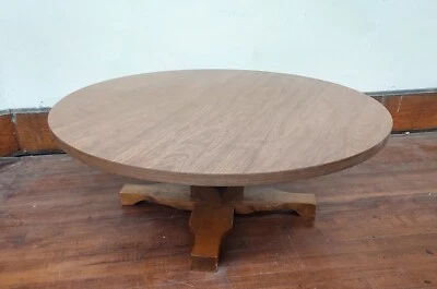 42" Round Solid OAK Coffee Table Stands 19" Tall w SPINNING Top NICE Condition - Image 1 of 4