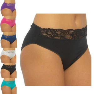 Slip biancheria intima donna in pizzo gambe alte in cotone taglia 12 14 16 18, BR58 - Foto 1 di 8