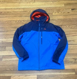 LL Bean 3 in 1 Jacket Boys XL 18 Blue/Orange Fleece Line Winter Hooded Outerwear - Picture 1 of 5