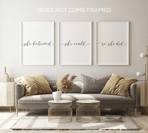 She Believed, Set of 3 Poster Prints, Home Wall Decor, Wall Art, Multiple Sizes - Bild 1 von 4