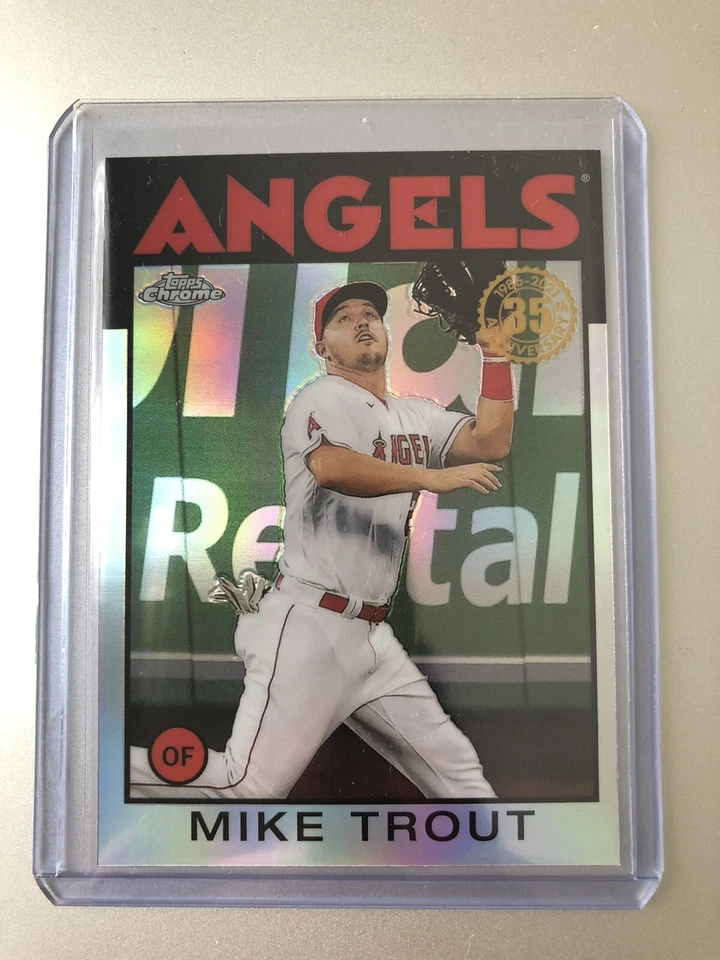 Mike Trout 2021 Topps Chrome 1986 Anniversary Retro Insert Refractor 86BC-2 - Image 1 of 3