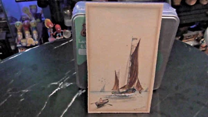 Signed D Bennett Original water colour Painting 6x3.5" small boats naval ships - Picture 1 of 12