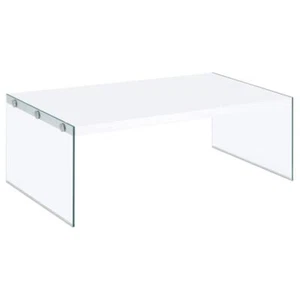 Coaster Opal Modern Rectangular Coffee Table With Clear Glass Legs in White - Picture 1 of 10