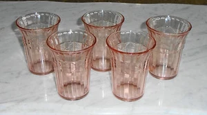 5 Vintage Moderntone Pink Depression Glass 4inch Juice Wine Tumblers ~ No Mark - Imagen 1 de 1