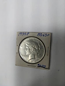 BU 1934 Peace Silber Dollar Philadelphia P Mint State Unc ORIGINAL UNGEREINIGT - Bild 1 von 11
