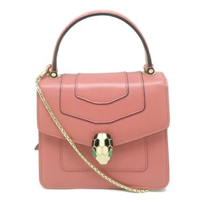 BVLGARI GWH Serpenti Forever 2Way Shoulder Handbag Calfskin Leather Pink - Picture 1 of 15