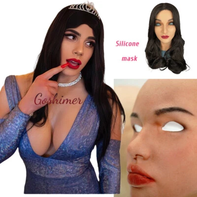 Realistic Silicone Female Face Mask Crossdresser Head Mask For women For Cosplay - Image 1 of 4