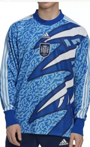 Adidas calcio Spagna icona portiere maglia blu chiaro S manica lunga HE8909 $110 - Foto 1 di 7