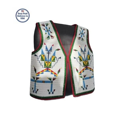 Native American Style Handmade Beaded Vest | Powwow Regalia | Tribal Vest TBV401 - Image 1 of 4
