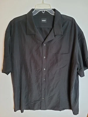 Camisa Pizarra Para Hombre XXL Negra Manga Corta Con Botones Un Bolsillo Informal Foto 1 de 2