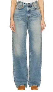 R13 D'Arcy Loose Women Jeans 29 Veiled Blue Washed Zip Denim Painted RRP€695 - Picture 1 of 11