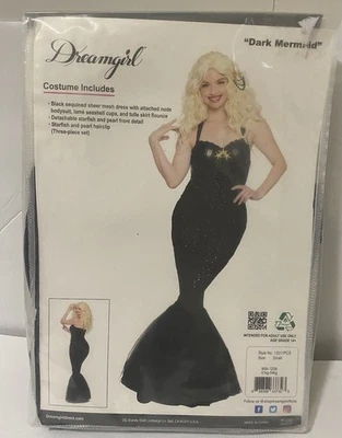Dreamgirl Sirena Oscura Halloween Disfraz Vestido Body Pinza para el Pelo Talla Pequeña Nuevo en Caja Foto 1 de 4