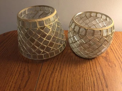  Домашний интерьер Homco 2 шт. подходящий набор абажур и подсвечник цветное стекло вид - Изображение 1 из 3