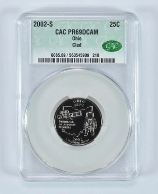 2002-S State Quarter Ohio Clad PR69 DCAM CAC CACg *8232 - Image 1 of 4