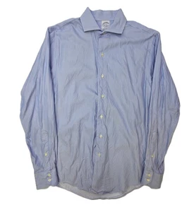 Camisa de vestir Brooks Brothers ajustada manga larga azul a rayas para hombre talla 15-34 - Imagen 1 de 13