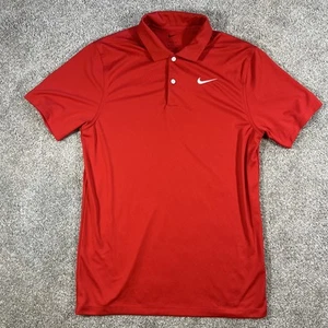 Nike Herren Poloshirt Gr. S Rot Kragen Kurzarm Bestickt Swoosh Golf - Bild 1 von 8