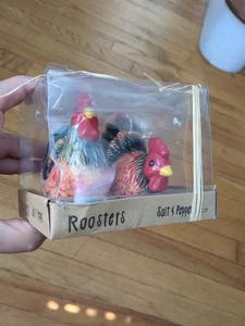 NIB. Roosters Salt & Pepper Set Ceramic Collectible By American Atelier - Picture 1 of 9