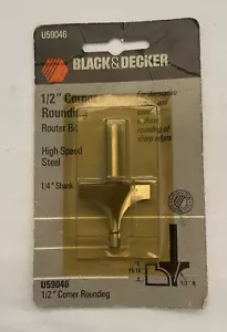 NEW BLACK & DECKER 1/2” CORNER ROUNDING ROUTER BIT WITH 1/4” SHANK U59046 - Picture 1 of 2