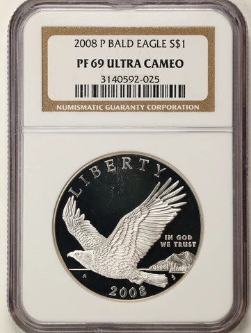 2008-P $1 1oz Proof Bald Eagle Commem Silver Dollar PF69UCAM NGC 3140592-025 Cover