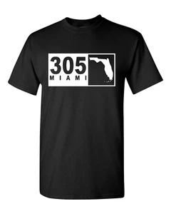 Miami Florida 305 T-shirt Miami Area Code Souvenir Gift Idea Tee - Picture 1 of 14