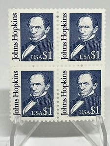 Mint NH Scott #2194 | 4 $1 Stamp Block of Johns Hopkins 1989 - Picture 1 of 2