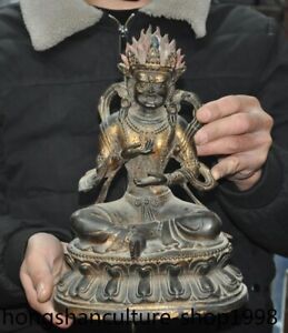 10" Ancient Tibet temple bronze Gilt Dorje Kasung  Secret Division Buddha statue