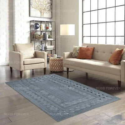 Hand Braided Natural Jute Area Rugs Kitchen Kilim Living Room Runner Carpets 4x6 - Image 1 of 4