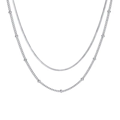 Doppel Halskette Kugel aus Edelstahl Schlangekette 36+ 5cm Damen Mädchen - Bild 1 von 3