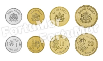 Марокко 4 шт. набор монет не бывшие в обращении, 1 5 10 20 Сантимат 1987 - Изображение 1 из 3