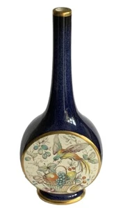 Carlton Ware Blue Coloured Stem Vase with Bird & Fruit Pattern Rare No 2969. VGC - Picture 1 of 4