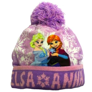 Offizielle Disney Frozen Mädchen Beanie Bommelmütze Größe 1-2 - 3-6 Jahre Elsa Anna - Bild 1 von 2