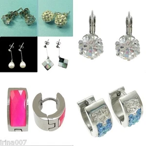 EDELSTAHL OHRENSCHMUCK  + ZIRKON + BÖM. KRISTALLE + ABALON SCHELL + PERLEN  /681 - Bild 1 von 7