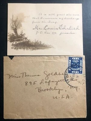 1920 Jerusalén Palestina Guerra Fondo Cubierta a Brooklyn NY EE. UU. con Postal Foto 1 de 2