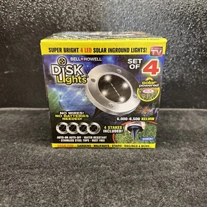 Bell & Howell Disk Lights Deluxe Solar Powered 3.75 W LED Garden Light 4 pk - Picture 1 of 6