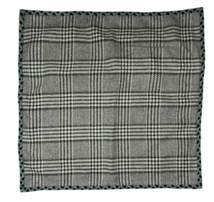 CRATE AND BARREL Pillow Cover 20" JADE PLAID Houndstooth Check Black White Wool - Picture 1 of 6