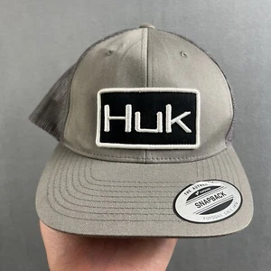 Huk Trucker Hat Gray Baseball Hat Cap Mesh Back Snapback Adult Mens Fishing NEW - Picture 1 of 12