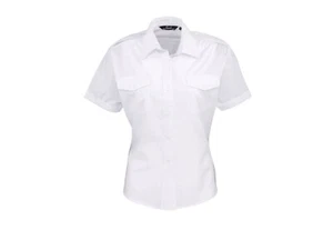 Service Blouse Short Sleeve with Epaulettes White Firefighter/Security - Picture 1 of 3