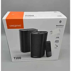 CREATIVE T100 2.0 Compact Hi-Fi Desktop Speakers, up to 80W, Bluetooth PC Phone - Picture 1 of 7