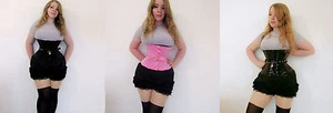 Corset Locking Steel Boned Underbust, Waist Training, Tight Lacing, SATIN, PVC - Picture 1 of 21