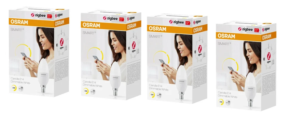 4x OSRAM Smart+ LED ZigBee Lampe E14 warmweiß dimmbar EEK: F (Spektrum A bis G) - Bild 1 von 4